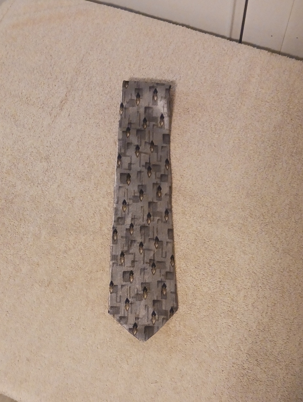 Men's Gray Geometric Pattern Tie